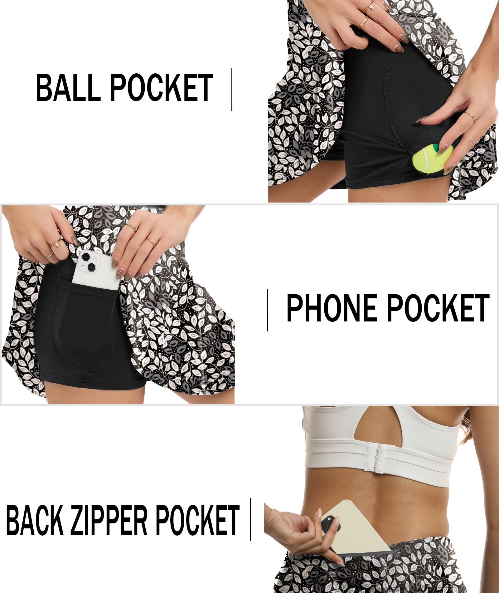 Jhsnjnr Falda plisada de tenis para mujer con bolsillos, pantalones cortos de cintura alta, atlética, para golf y correr