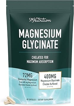 Magnesium Glycinate 400mg | Chelated Magnesium Glycinate for Maximum Absorption & Bioavailability | Sleep, Relaxation, Muscle Health & Energy Support Supplement | Resealable Eco Pack | 60 Capsules
