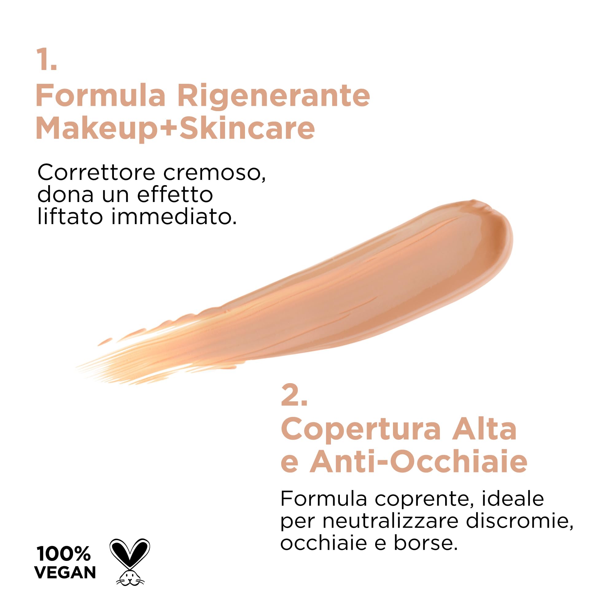 NABLA Correttore Re-Generation Medium Peach | Formula Skincare Anti-Età Liftante con Alta Coprenza a Lunga Durata, Ideale per Occhiaie e Borse | Makeup Professionale Vegano Cruelty-Free.
