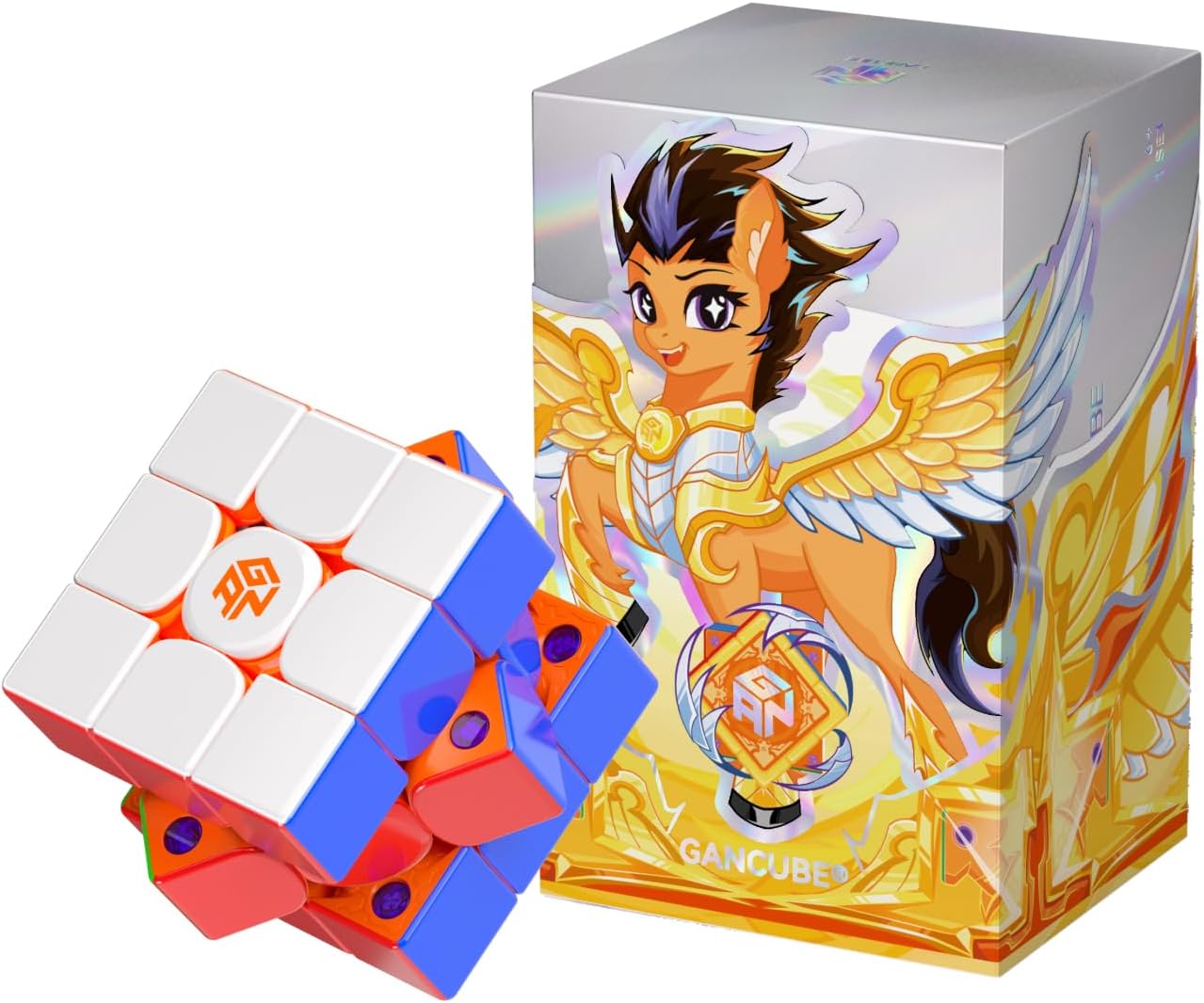 GAN V100 Leap Year of The Horse Edition, Speed Cube 3x3 Magnetic Speedcube Brain Teaser Puzzle Fidget Toy for Kids Adults, GAN 356 M Upgraded Version