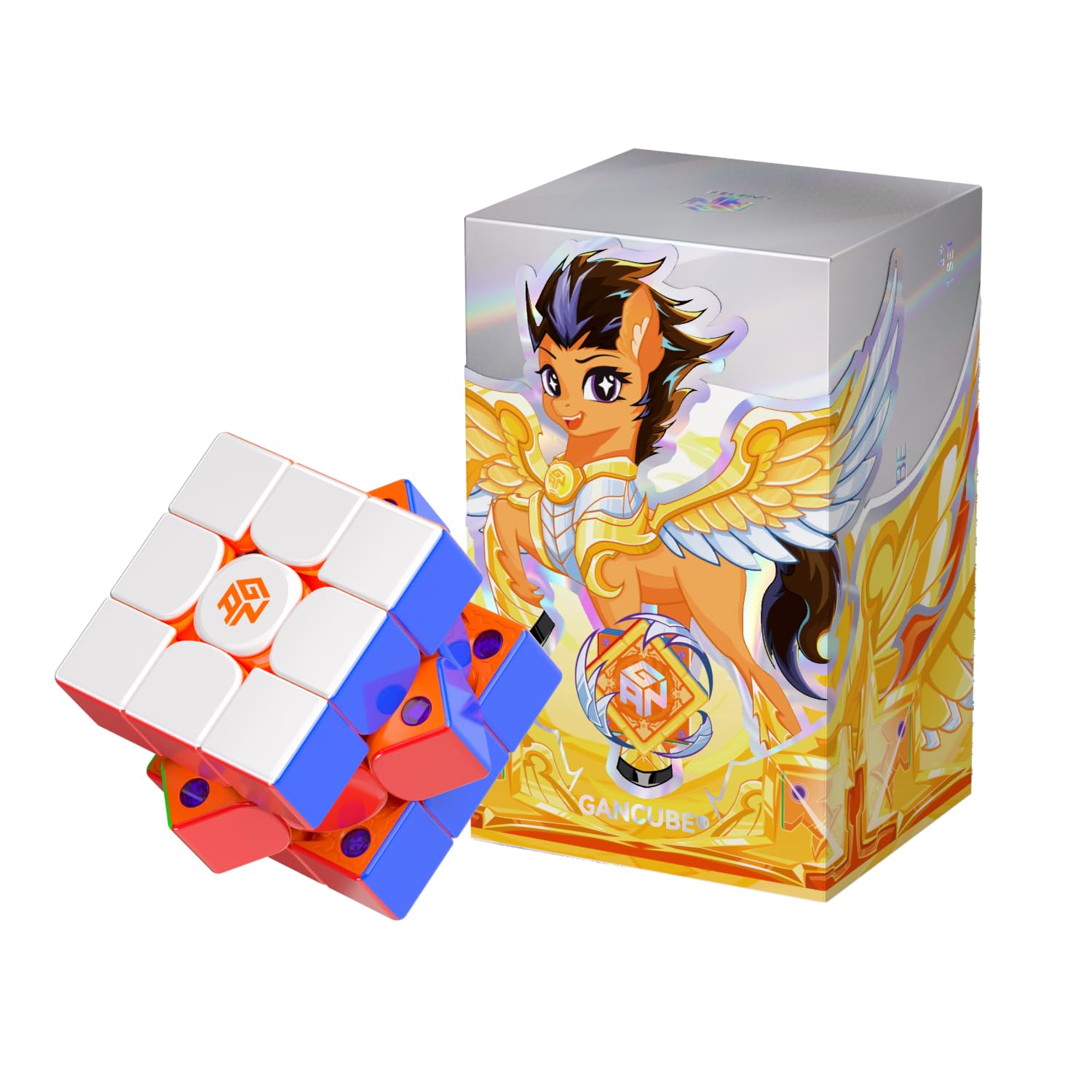GAN V100 Leap Speed Cube, 3 x 3, Built-in Magnets, Mat, Horse Year Anniversary Model, 2.1 oz (62.5 g), Ultra Lightweight, Competitions, 2.2 inches (55 mm), Maggrave, Automatic Position, Educational