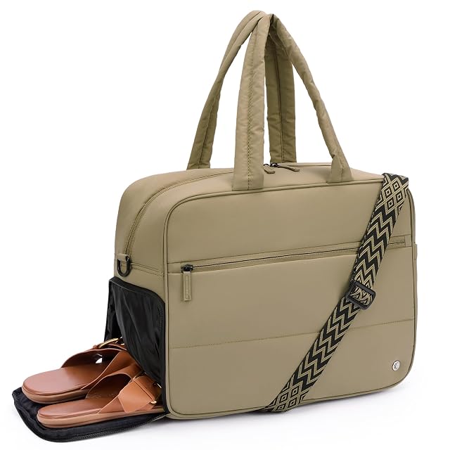 CLUCI Weekender Travel Bag for Women Puffer Tote Bag Carry On Duffle Overnight Bags with Shoe Compartment