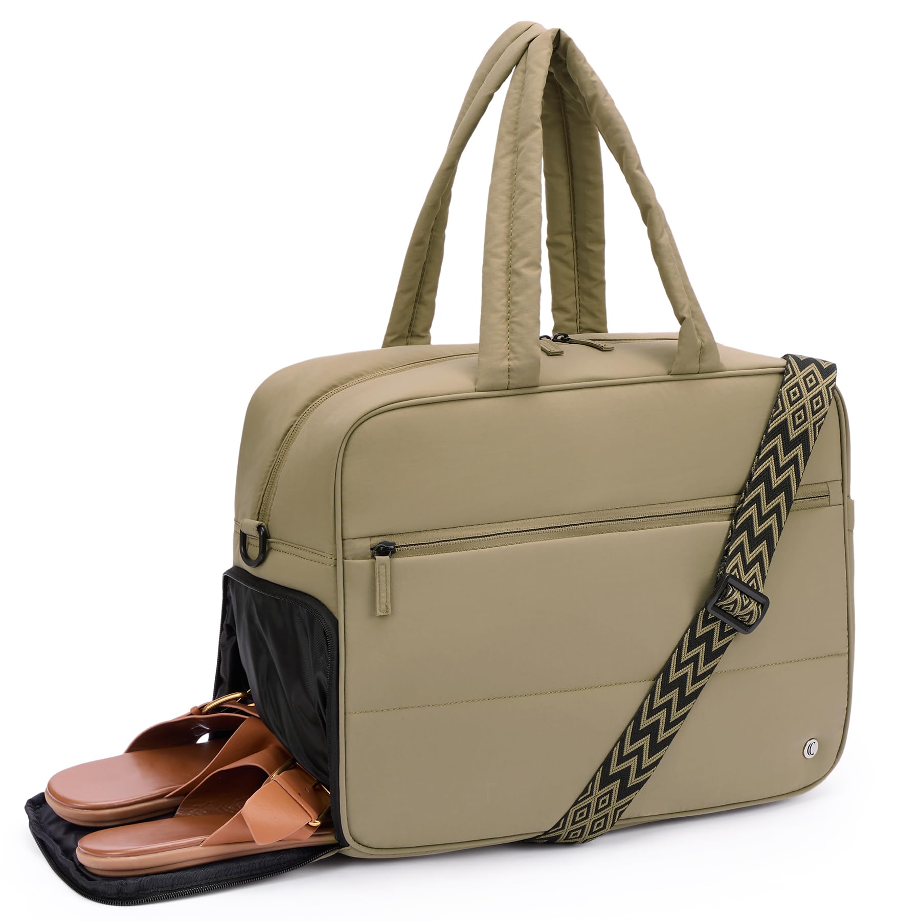 CLUCI Weekender Travel Bag for Women Puffer Tote Bag Carry On Duffle Overnight Bags with Shoe Compartment