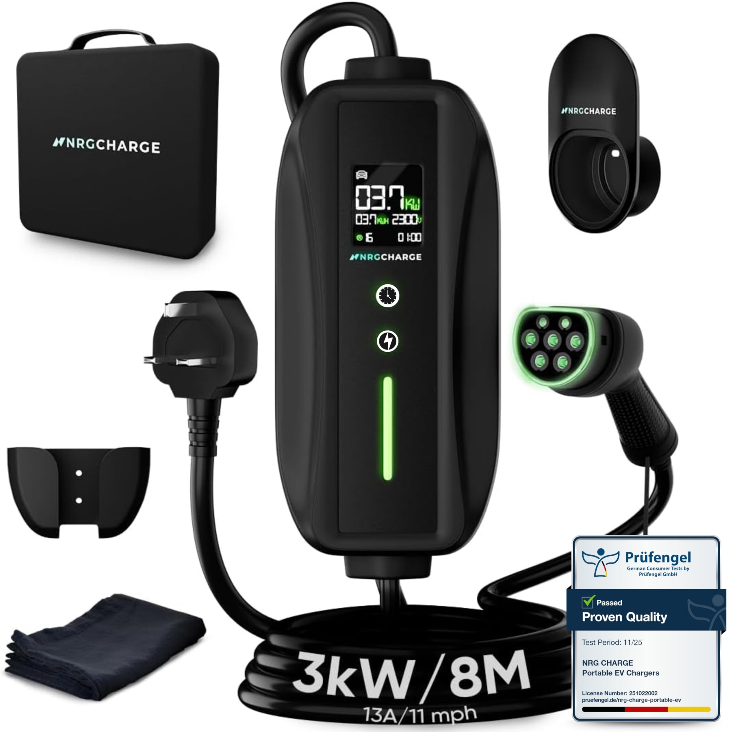 EV Charger CEE 32A Plug | Portable EV Charger Type 2, 3-7kW | Single Phase, Cabel, 6-32A | Electric Car Charger | Home Car Charger | Fast Charging, Compact, Travel-Friendly (7kW, 8 Meter) — view 10