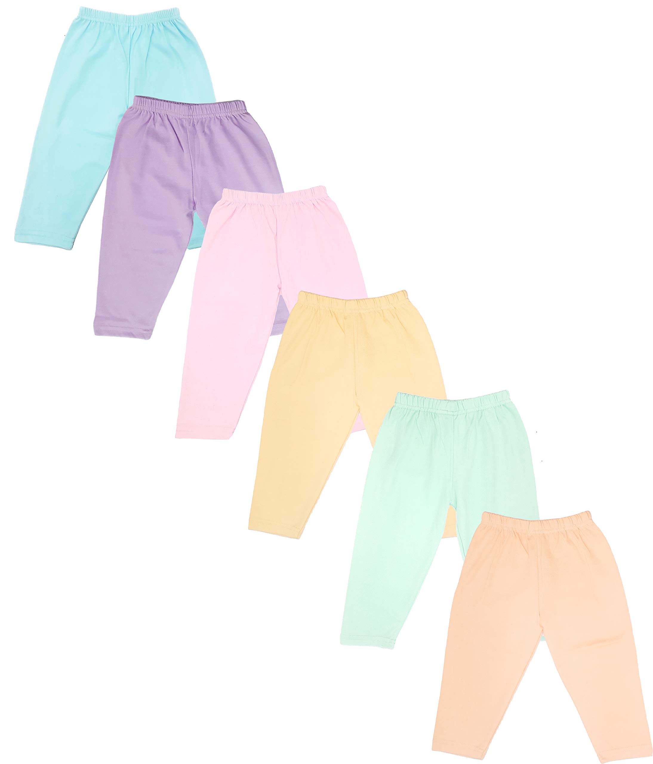 Cotton Solid Pajama for Baby Girl & Baby Boy Bottom Soft Regular Fit |Multicolour (Light Plain) Pack of -6