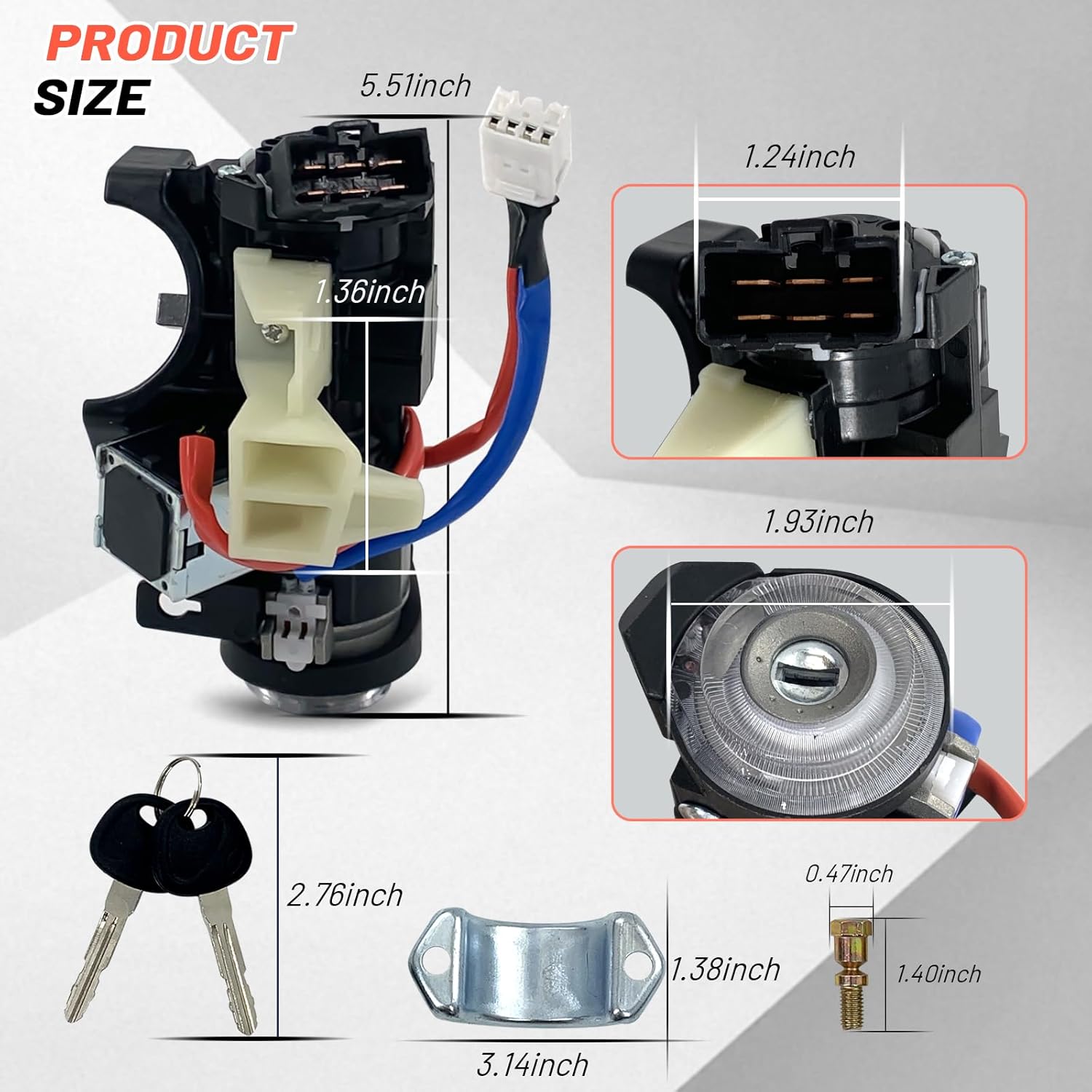 81905-F2230 Ignition Lock Cylinder Housing Compatible with 2017-2020 H-yundai Elantra, Ignition Lock Switch Lock Cylinder Assembly with 2 Keys, Replaces 81905F2230 81905 F2230