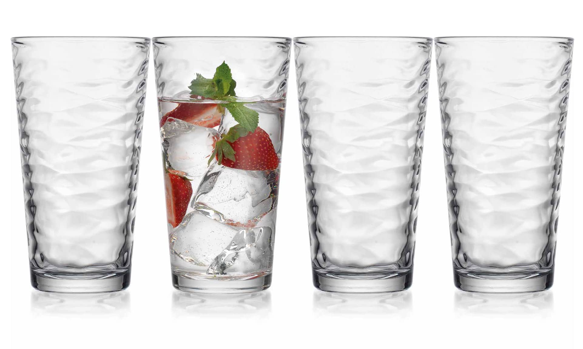 Glaver's Trinkgläser-Set mit 4 Highball-Glasbechern, Premium-Glas-Qualität, Kühler, 482 ml, Glaswaren, ideal für Wasser, Saft, Cocktails und Eistee. Spülmaschinenfest.