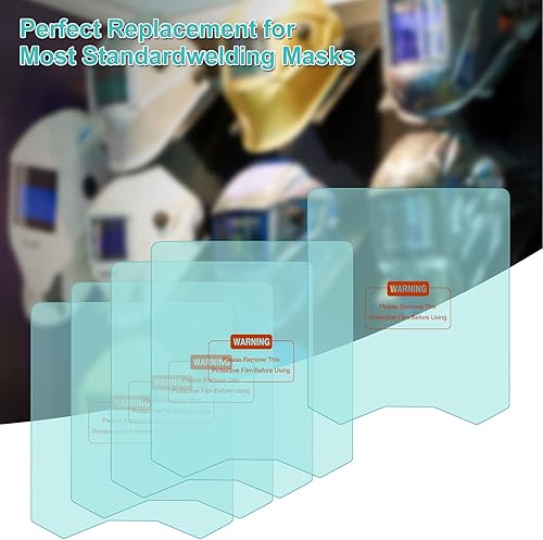 Miniatura 4 de Lente de cubierta exterior transparente para casco de soldadura, 4.72 x 5.59 pulgadas (4.724 x 5.591 in), 10 piezas para oscurecer el filtro de