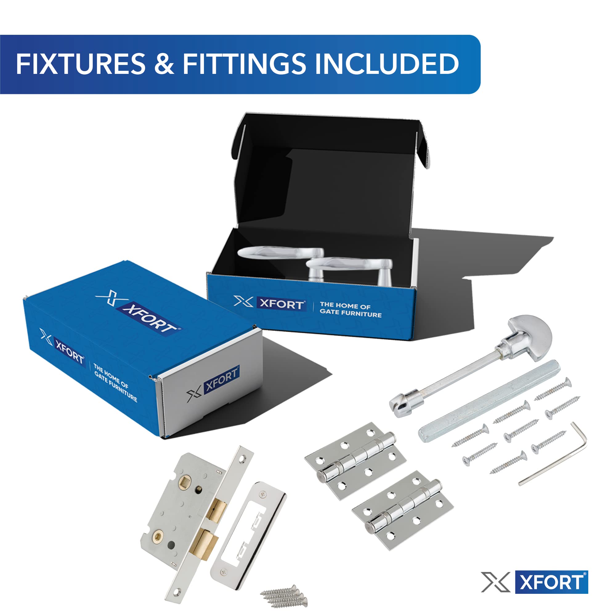 XFORT Chrome Elegance Range Polished Chrome London Suite Pack, Complete Set including Bathroom Handles - Image 3