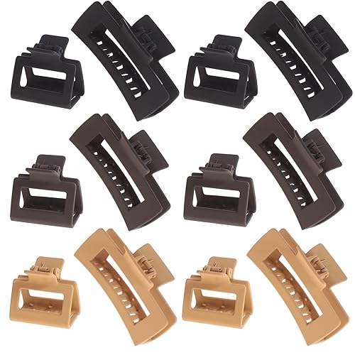 Miniatura 10 de Paquete de 12 pinzas cuadradas para el cabello, rectangulares neutrales grandes y pequeñas, antideslizantes, mate, grandes para mujeres, pinzas de