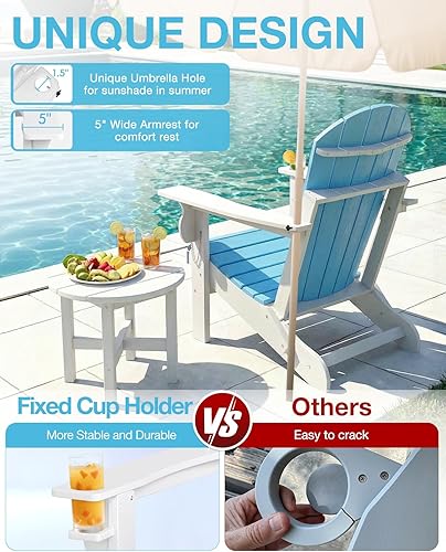 Miniatura 6 de Silla Adirondack plegable  Silla de patio Adirondack reciclable de polietileno de alta densidad para exteriores con soporte para tazas, textura de