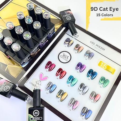 Miniatura 2 de : 0.5 fl oz / .5 oz 9D Cat Eye - Ojo de gato 3D - Juego de 15 esmaltes de uñas de gel de ojo de gato 5D, ojo de gato, azul, verde, morado, esmalte