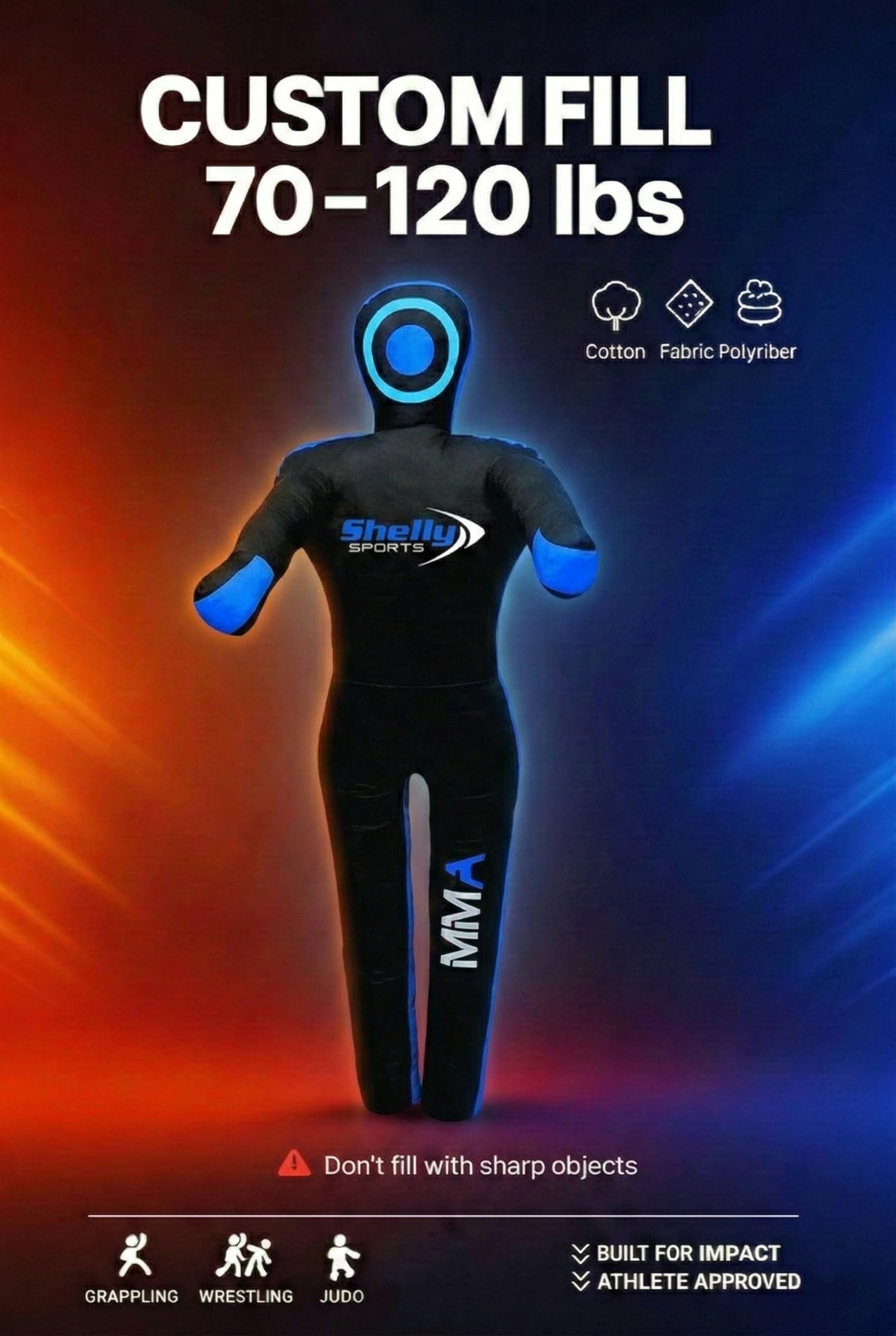 Shelly - Chupete para artes marciales mixtas, saco de boxeo brasileño BJJ JIU Jitsu, posición de pie, lucha libre, artes marciales, boxeo, karate, entrenamiento, lona, sin relleno