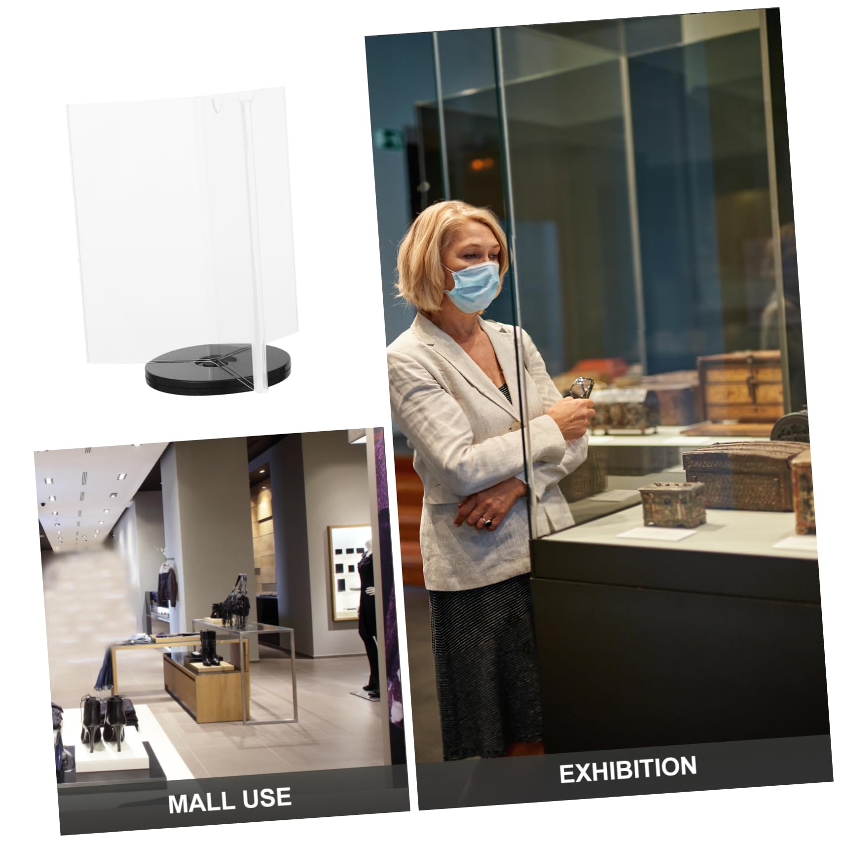 STOBOK 3piezas Soporte De Menú Acrílico Multi- Para Exhibición De Menús Carteles De Mesa Con Base Restaurantes