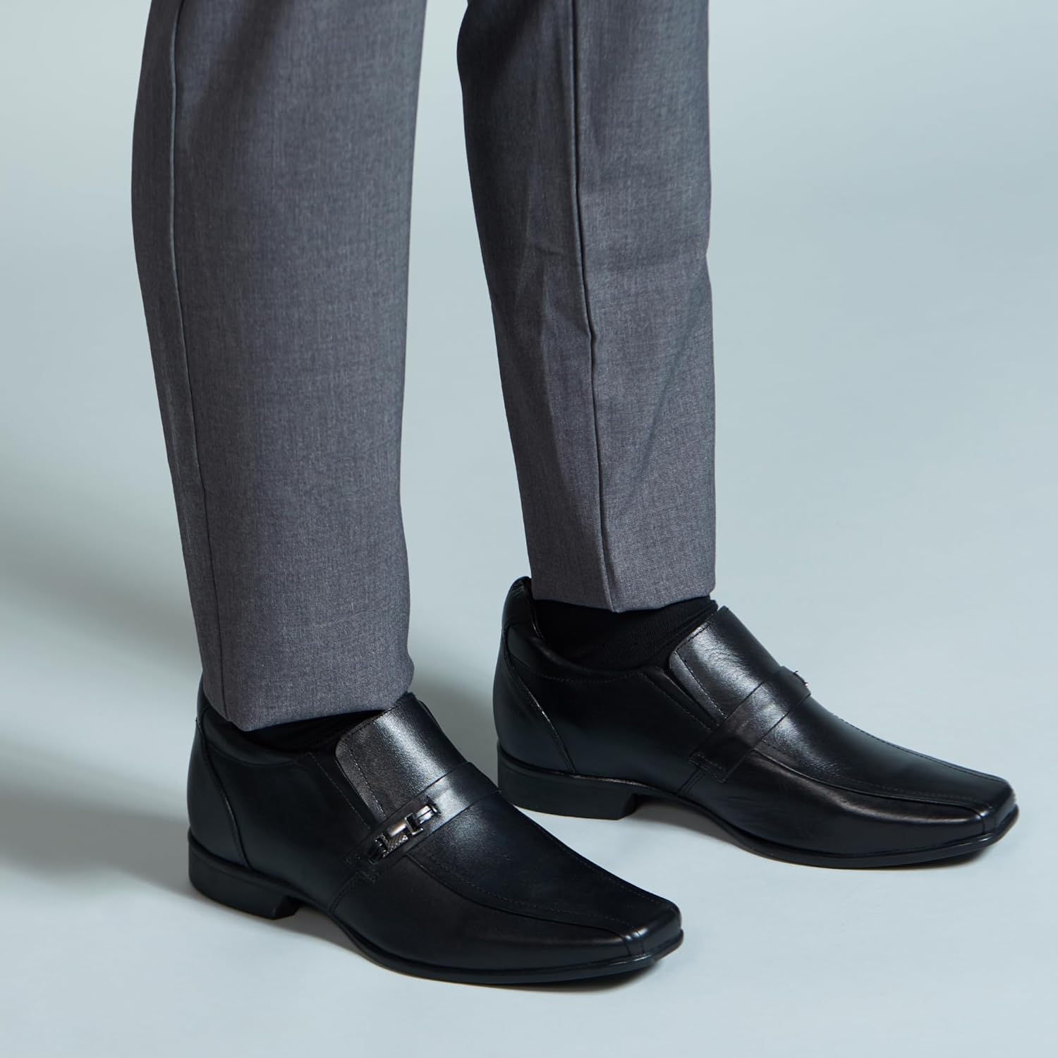 Men’s Invisible Elevator Shoes – Gain 3.15” (8 cm) Height – Genuine Leather Lacro – Sleek Black Casual Derby – Inches Taller - Image 5