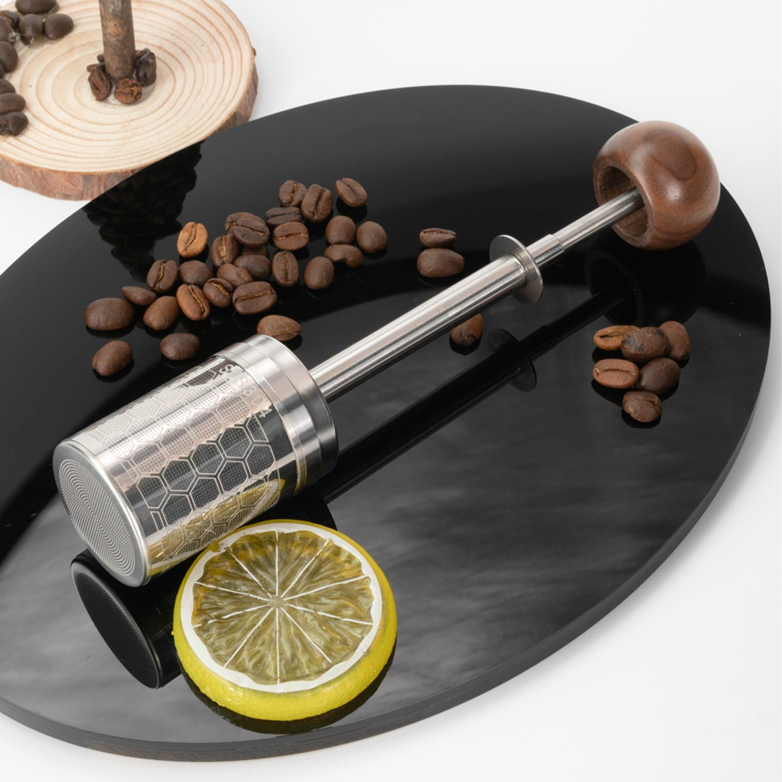Asixxsix Filtro de café de Prensa de Acero Inoxidable, Varilla de Preparación Accionada por Resorte Patentada para un Sabor Rico, Colador de té de café Reutilizable sin Papel con de