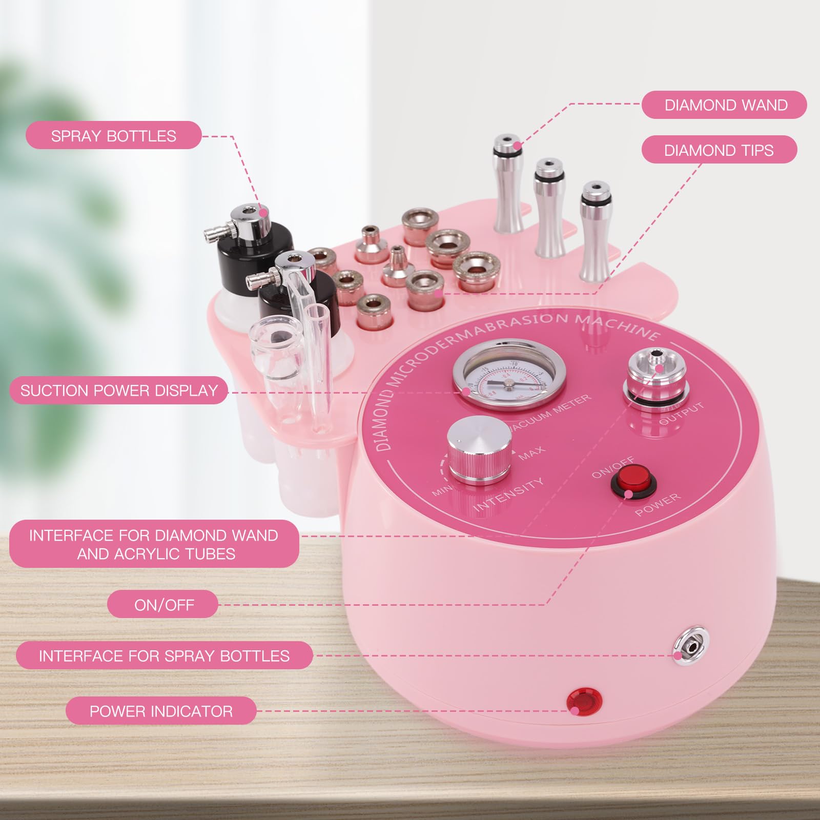Beauty Star - Máquina de microdermoabrasión de diamante 3 en 1, máquina facial de succión de 0 a 70 cmHg, dispositivo profesional para el cuidado de la piel para uso doméstico y de salón, equipo de
