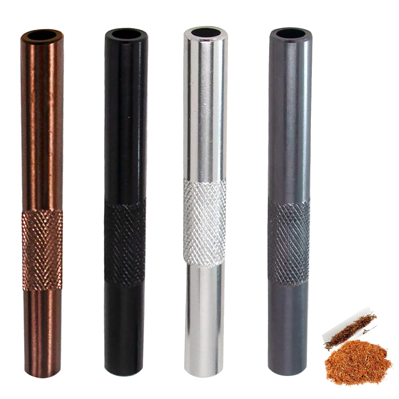 Ferizzia 4 Stück Ziehröhrchen, 9 x 70mm Tragbarer Strohhalm | 4 Farben Wiederverwendbar Metallstrohhalme, Umweltfreundlich, Für Picknicks, Camping, Reisen
