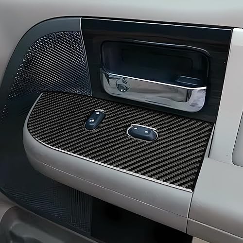 Miniatura 5 de 2 piezas de calcomanías para interruptor de elevación de ventana de automóvil, decoración de fibra de carbono para Ford F150 (2004-2008)  Lincoln