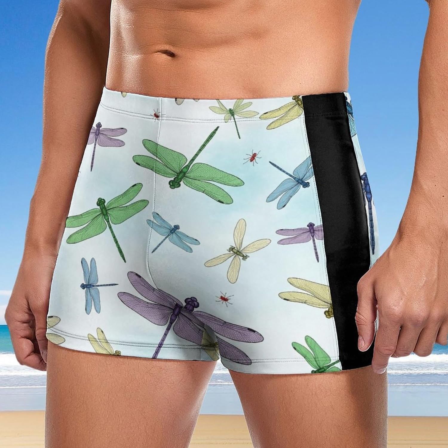 Men's Athletic Swim Trunks Quick Dry Bathing Suit Elastic Boxer Swim Briefs for Training and Swimming