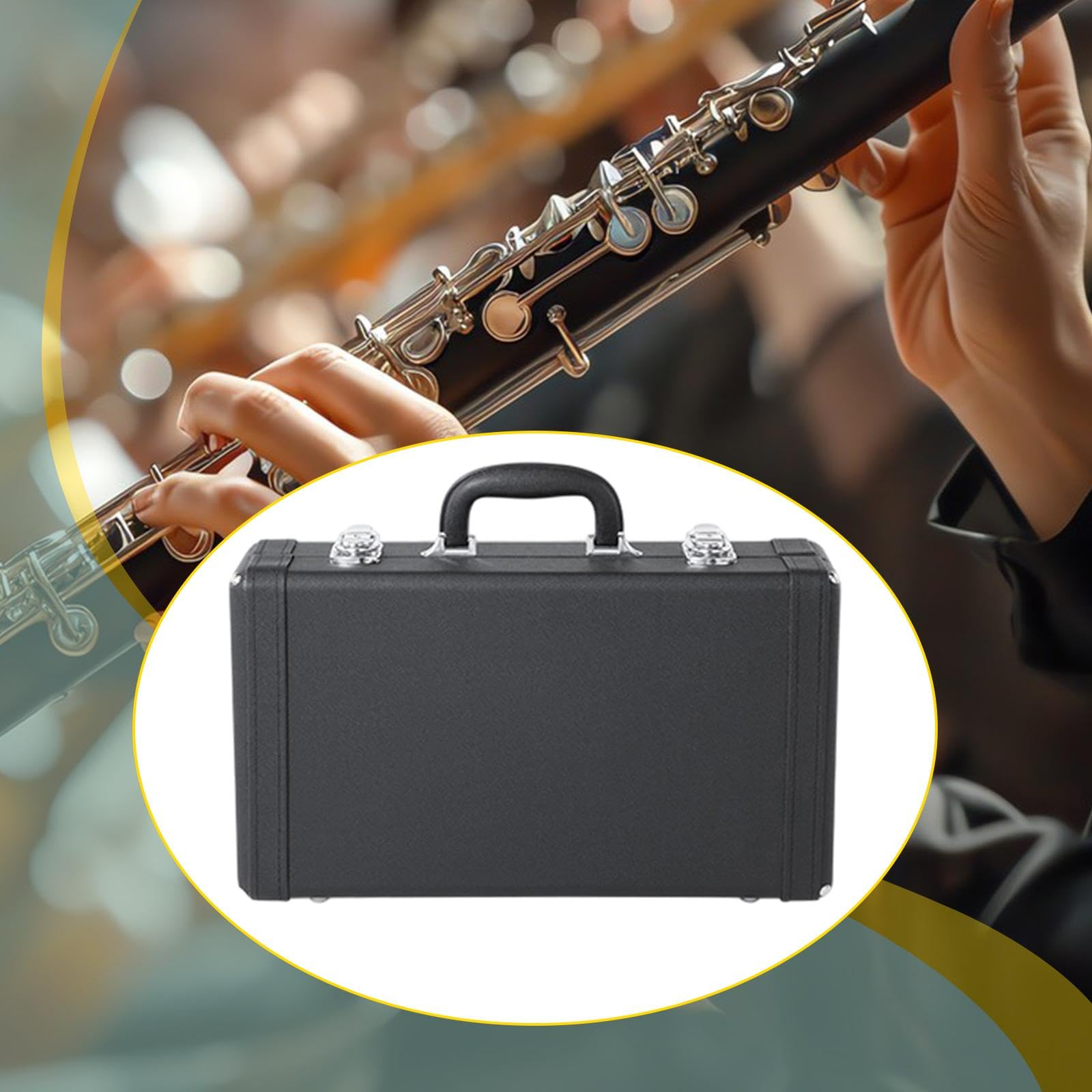 Custodia Clarinetto Bb Borsa Trasporto Accessorio Musicale Valigetta Protettiva Interno Velluto PU Pelle Resistente Doppia Chiusura Adatta per Viaggio, L