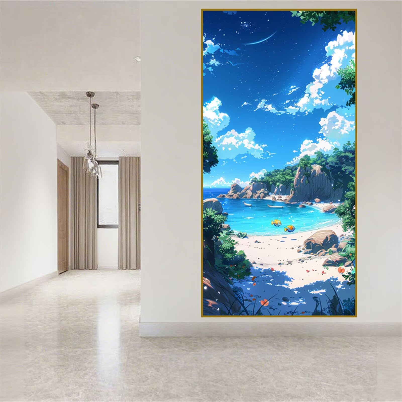 Diamond Painting Plaża Diamentowe Malarstwo Dorosły, 5D Ryby Diamentowe Ryby Diamentowe Obrazy, 60x120cm Diamentowa Sztuka Haft Ścieg Krzyżowy Puzzle Rzemiosło Dziewczyna, Dekoracja ścienna Dom J2