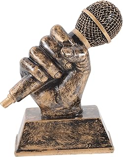 VICASKY Troféu De Música Decoração Antiga Mini Microfones Suporte Microfone Microfone De Decoração De Microfone Antigo Estatueta Troféu De Karaokê Troféu De Resina Troféu De Canto Troféu
