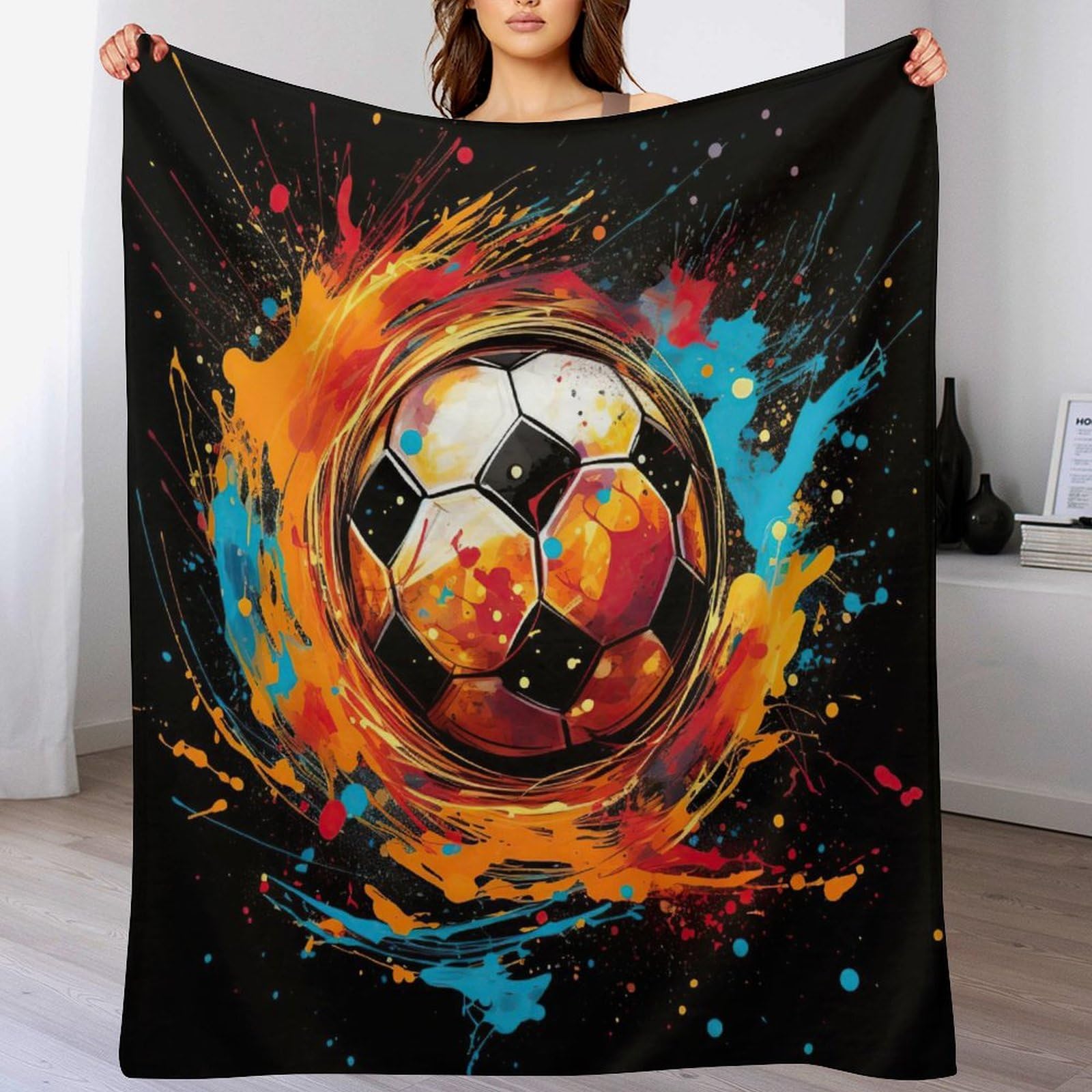 Couverture football douce pour soirée match confort sur le canapé du salon