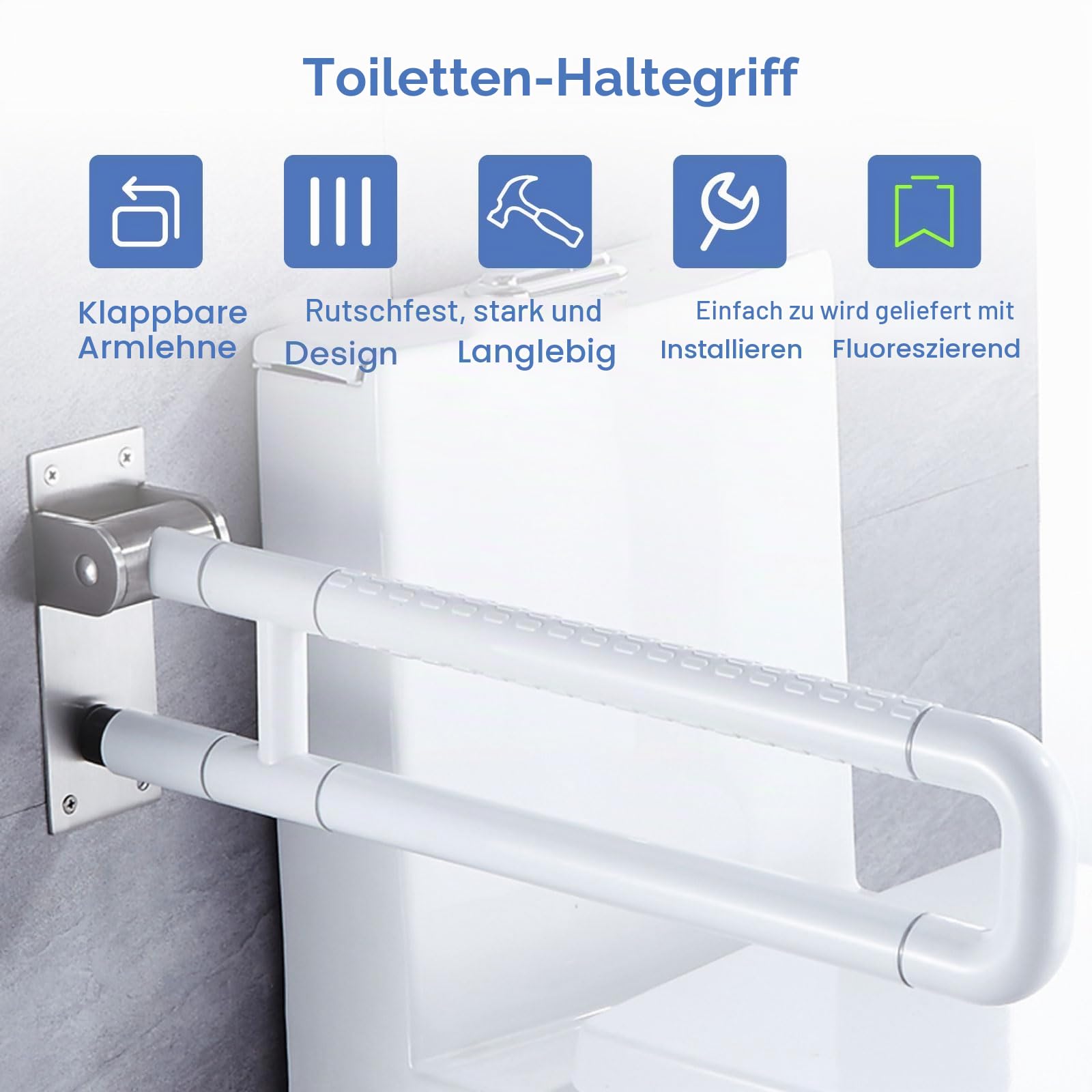 Badezimmer Haltegriff Weiß, Klappbar Haltegriff 80CM Haltegriff Edelstahl Dusche Haltegriff Bad Stützgriff Stütz Klappgriff Badewanne Stützgriff Haltegriffe für Senioren Behinderte 80cm/31.4in