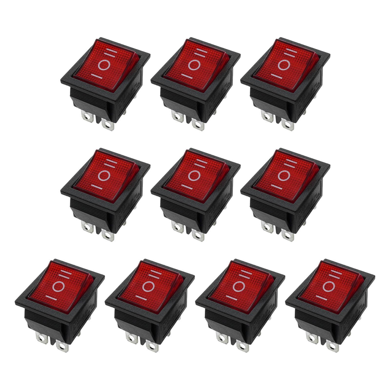 JAMIEKA 16A 250V Rocker Switches with Red Light Indicators LED Toggles Rocker Switches for Home Appliances and Fitness Equipment