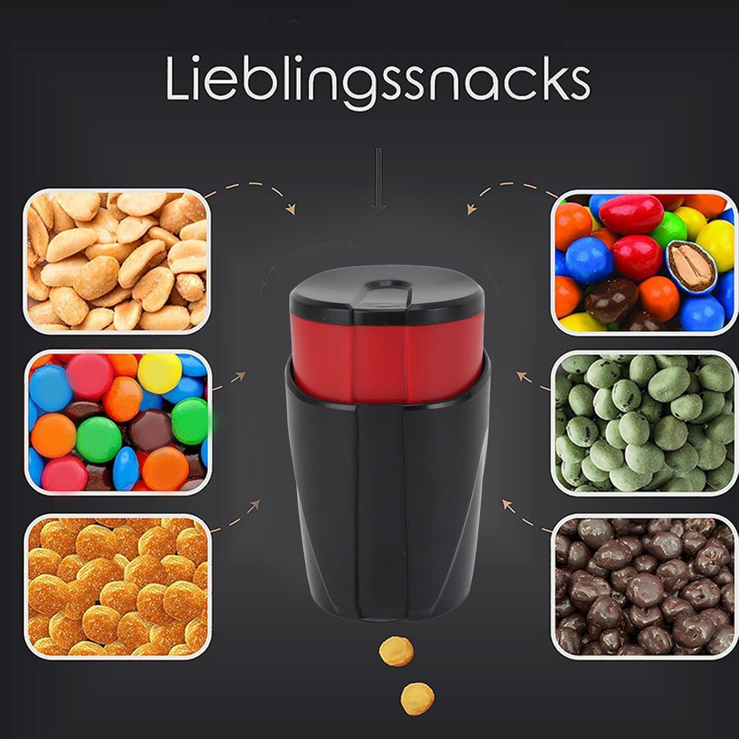 Fdit Snack Dispenser Keep Hand, Portable Snack Storage Cup, Reusable Peanut Dispenser Cup Storage Container (Red)