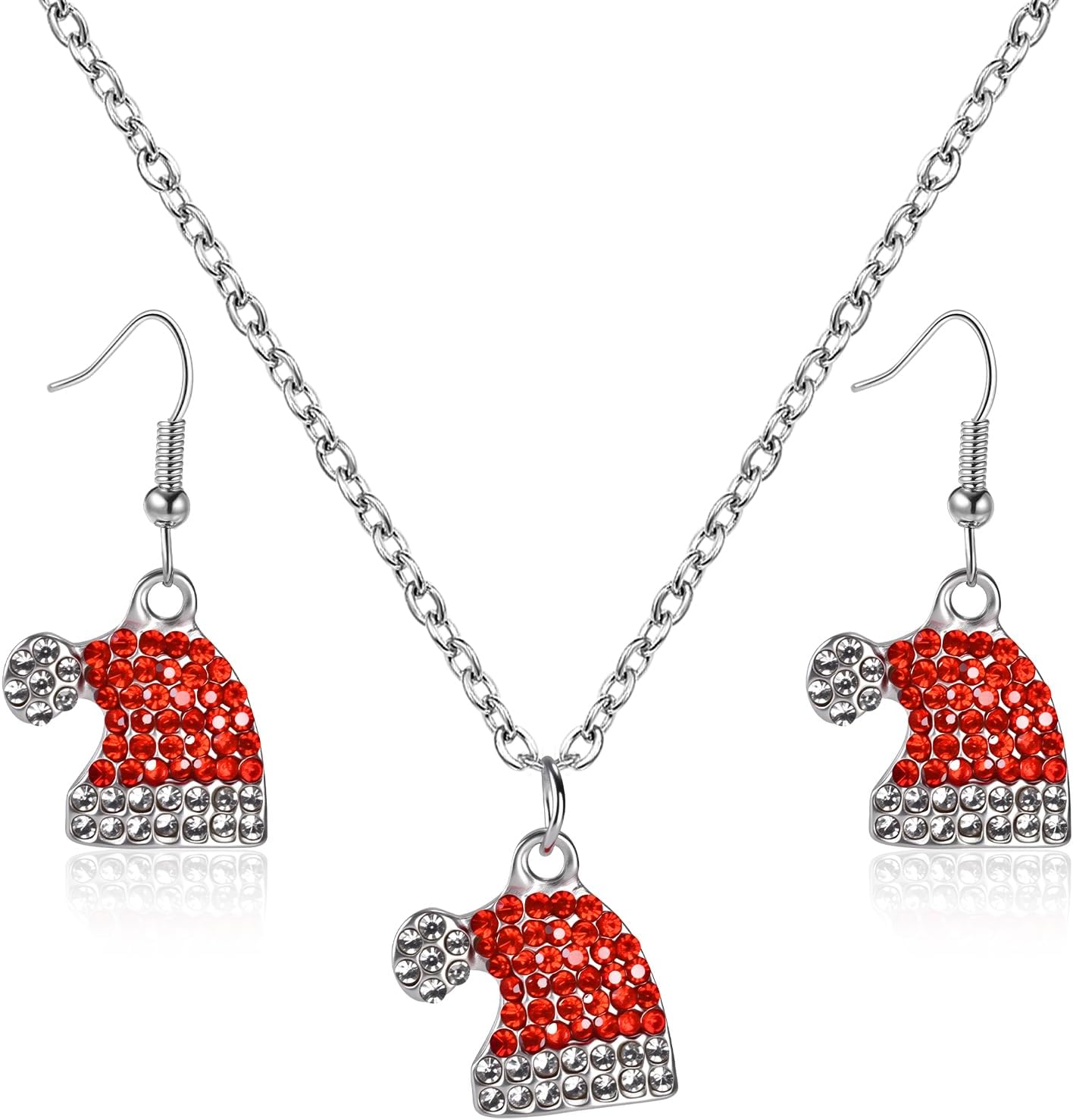 Quelay 3 Pcs Christmas Jewelry Set for Women 1 Pairs Christmas Earrings, 1 Nutcracker Necklace Jewelry Set for Christmas Gift