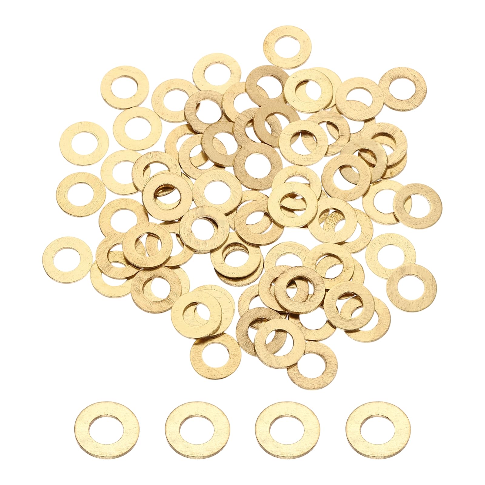 PATIKIL M5 Flat Washers, 110PCS 10mm OD 1mm Thick Brass Ring Thin Flat Spacers Metal Sealing Gasket Ring for Screw Bolt Faucets Hose
