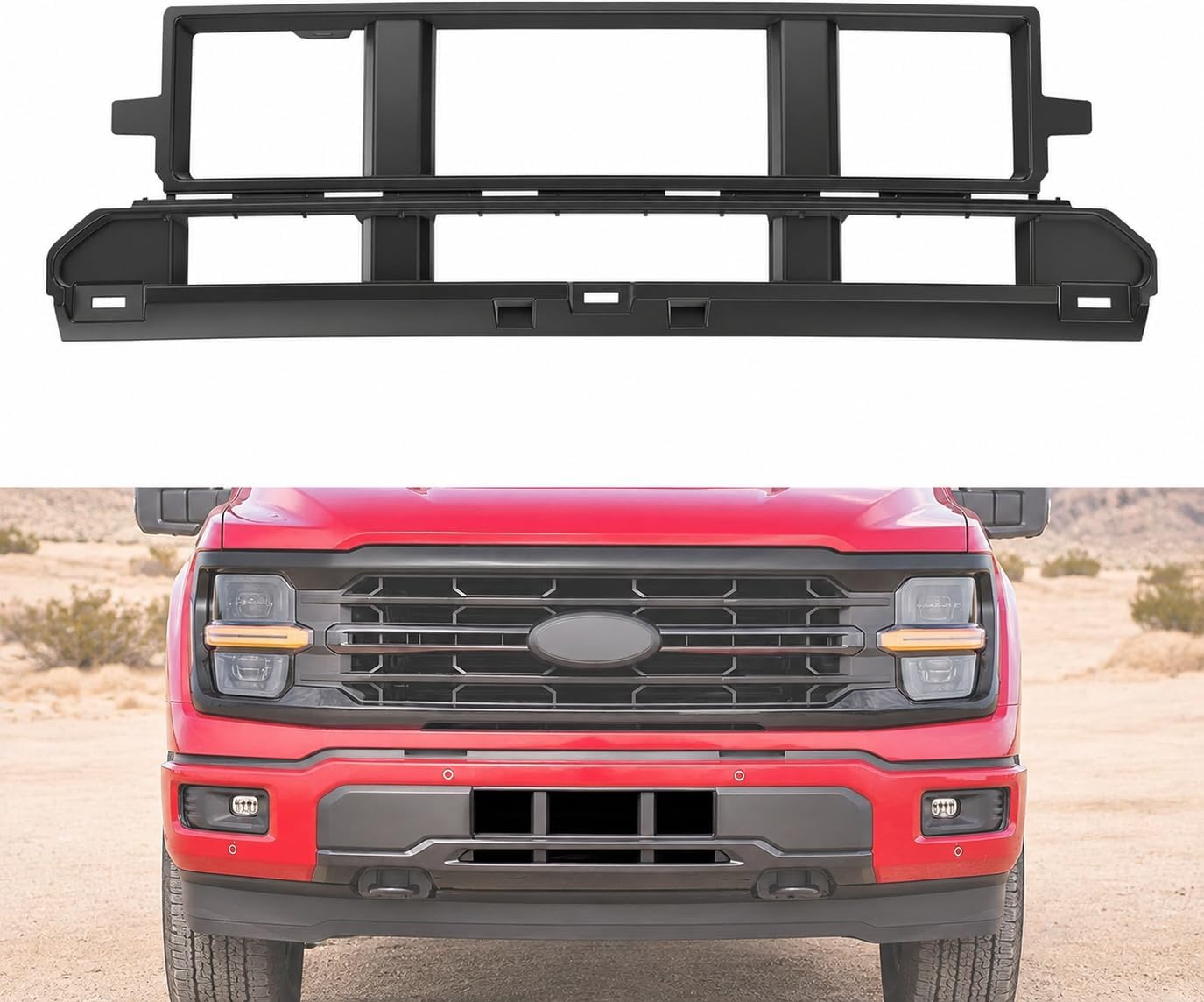 Front Lower Bumper Grille for 2024-2025 Ford F-150, Lower Center Bumper Cover Mesh Grill Insert Trim Panel for Ford F150 2024 2025 XL/STX/XLT/TREMOR/LARIAT/King Ranch/Platinum Accessories