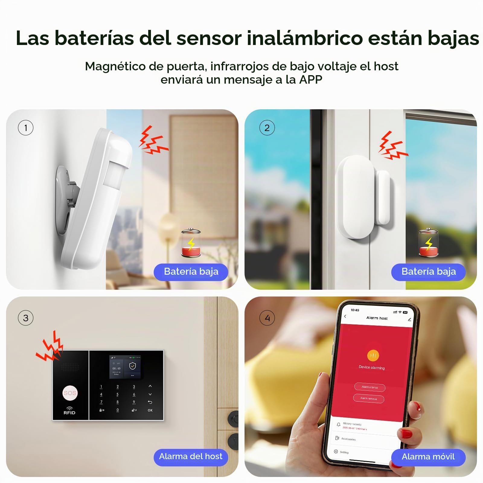 PGST Sistema de Alarma para casa,Kit inalámbrico, WiFi, 4G gsm, Admite Alarma de conexión SMS/App Push, 100 Zonas, aplicación Smart Life (Tuya),Compatible con Google Home y Alexa