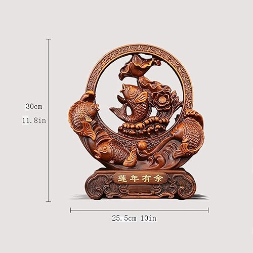 Miniatura 2 de SHUTING2020 Estatua china de feng Shui, estatua de Feng Shui, escultura de resina de pescado, riqueza, prosperidad, decoración del hogar, oficina,