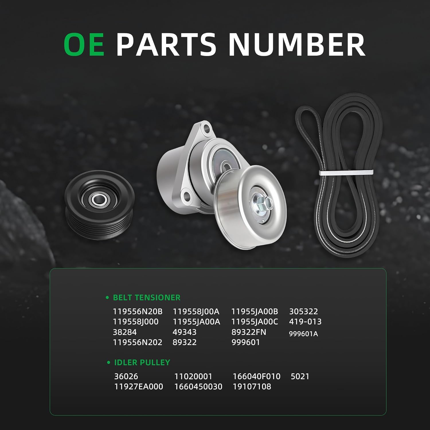 90K-38284 Complete Serpentine Belt Tensioner Component Kit with Idler Pulley Compatible with Nissan Rogue 2008-2013 for Nissan Rogue Select 2014-2015 2.5L L4 OE# 38284 36026 K060711A