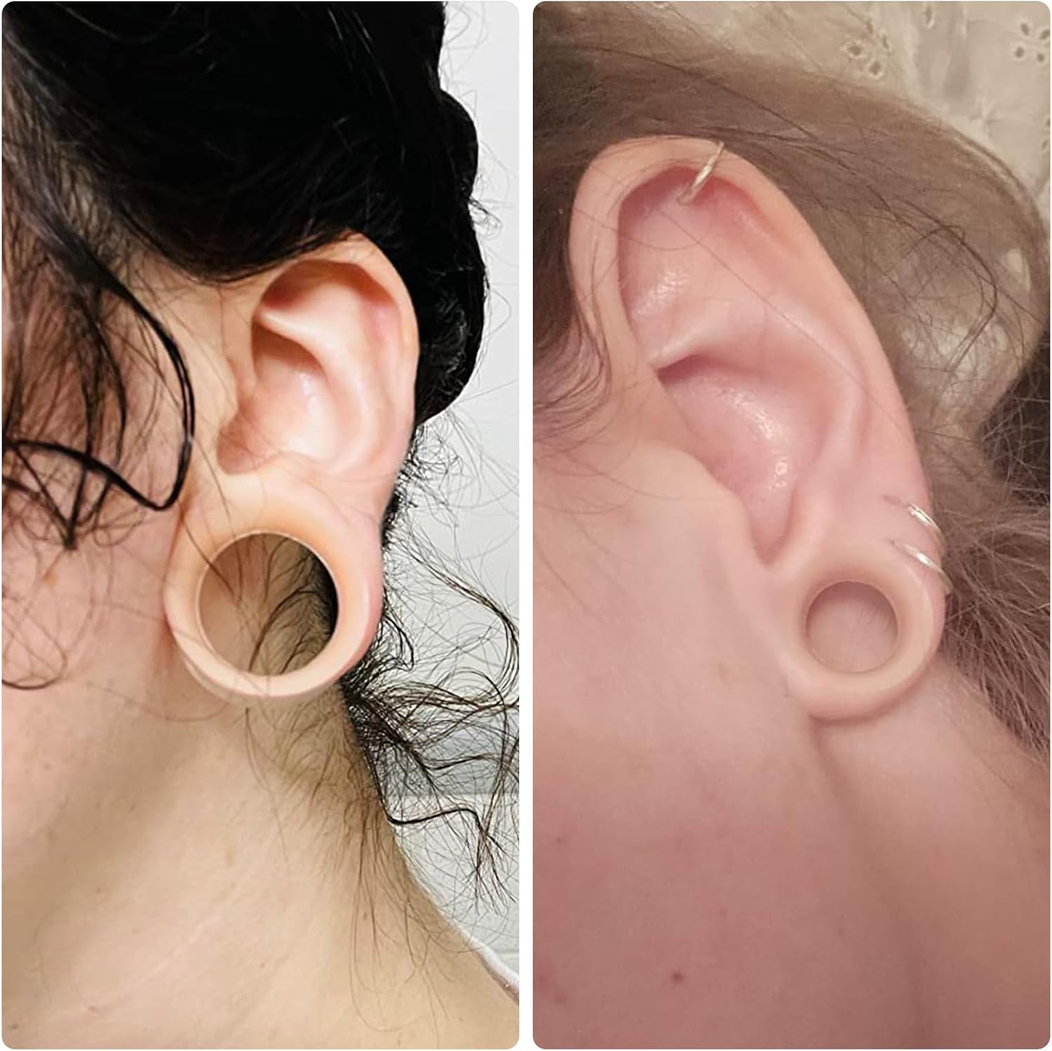 10G-50mm Ultra Thin Silicone Ear Gauges Plugs Tunnels Earrings Flexible Flesh Black White Tunnel Expander Stretching Gauge Earlets Plug for Women Men