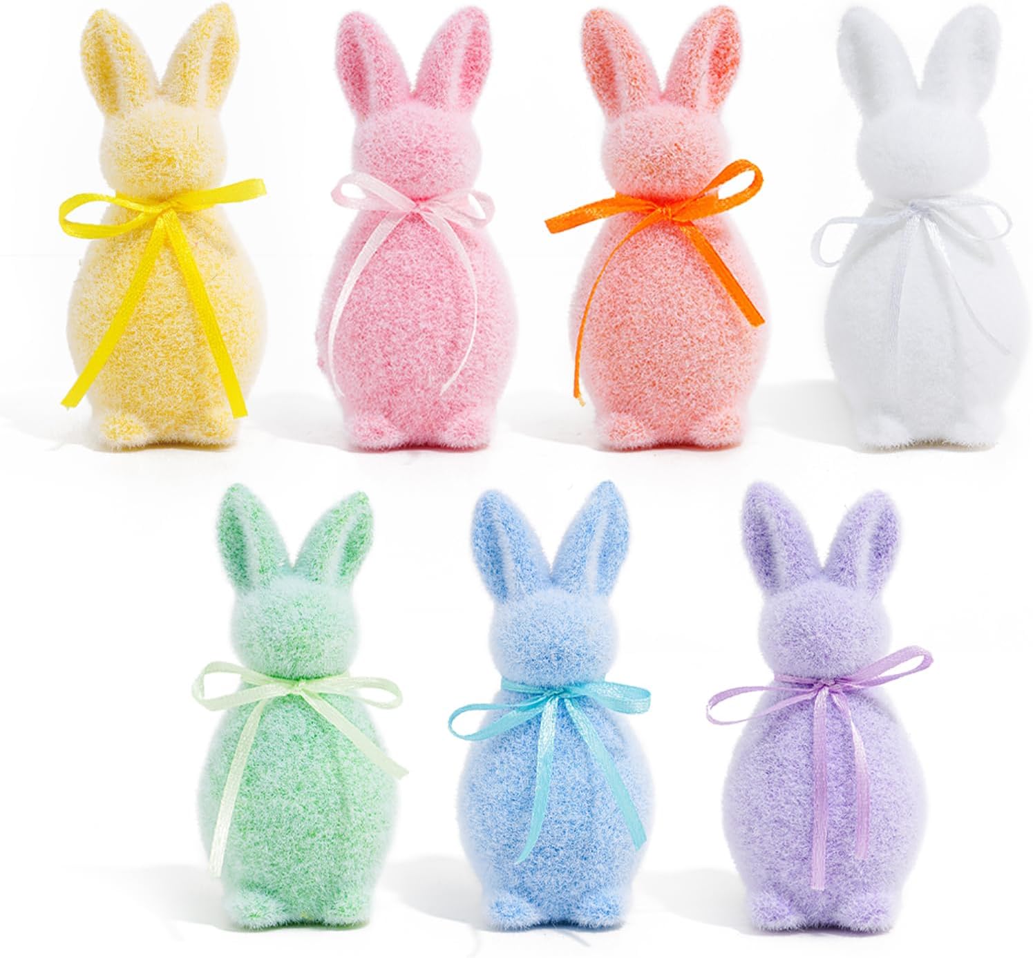 Amazon.com: Larber 7PCS Easter Flocked Bunny Decorations,Mini Foam ...