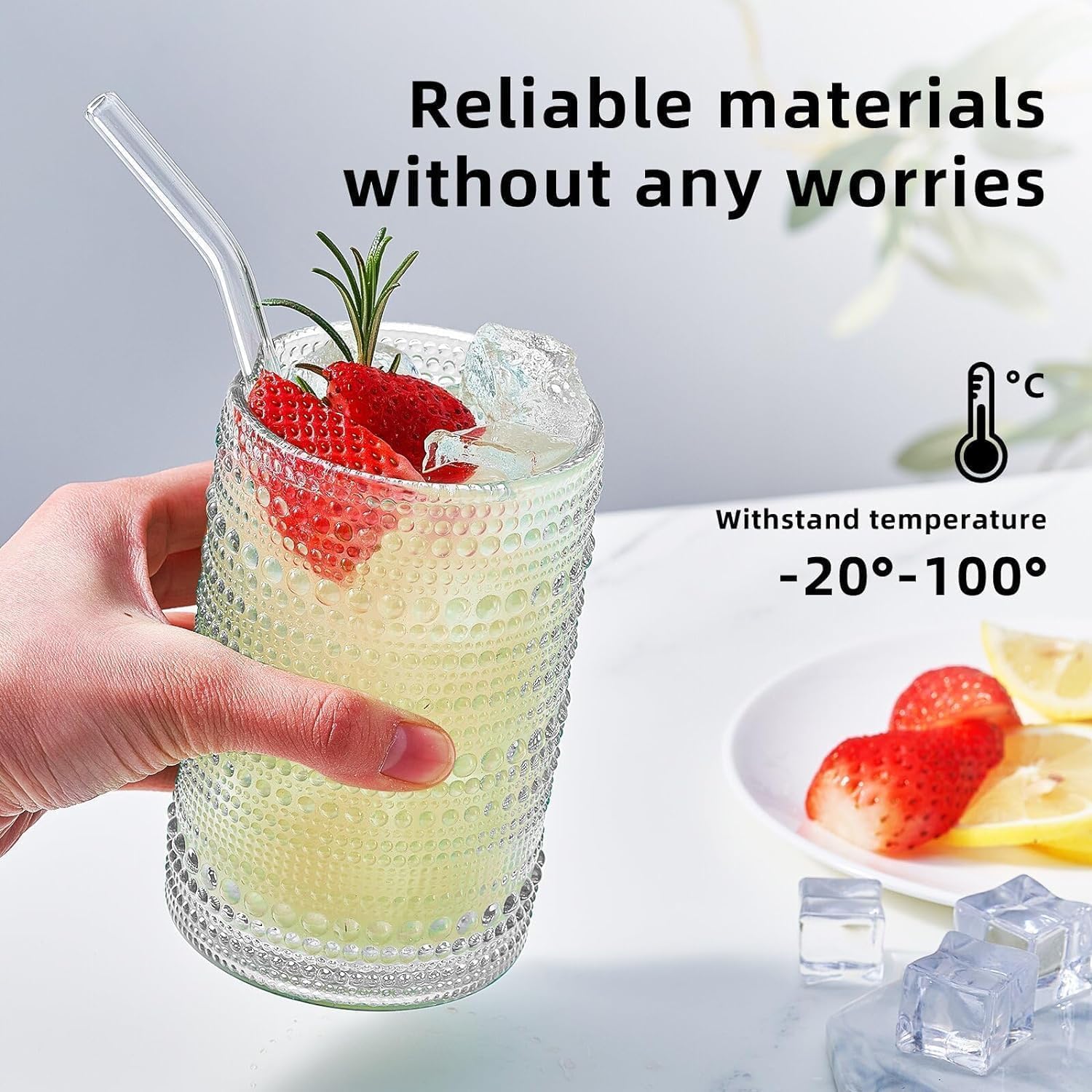 Vintage Hobnail Drinking Glasses Set of 12, 15oz Textured Tumblers - Embossed Clear Bar Glasses for Cocktails, Beer, Whiskey, Dishwasher-Safe Highball Cups for Kitchen, Juice & Mixed Drinks - Image 2