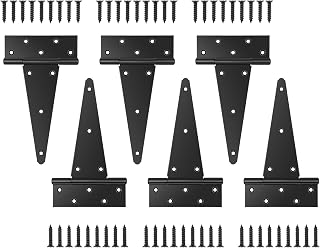 6 Pack 10 Inch T Hinge, Heavy Duty Hinges for Wood, Shed Door Hardware, Fence Hinges for Outdoor Gates, Barn Door, Gate Hinges Used for Heavy Duty Wood Fence, Ideal Outdoor Useage