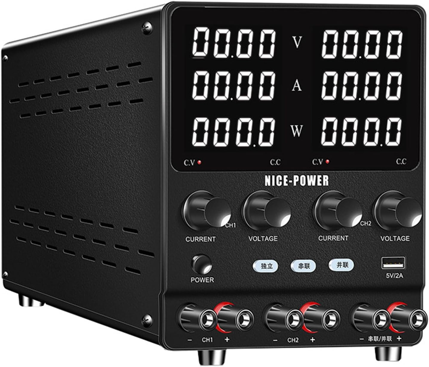 Adjustable DC Power Supply, Dual Channel Lab Power Supply with High Precision 4-Digit LED Display, Voltage Regulator, Multiple Output, 30V 10A