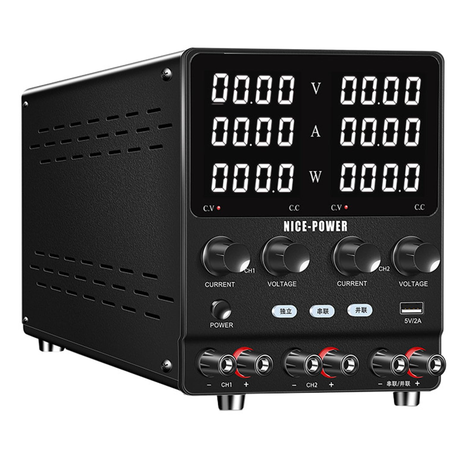 Adjustable DC Power Supply, Dual Channel Lab Power Supply with High Precision 4-Digit LED Display, Voltage Regulator, Multiple Output, 30V 10A