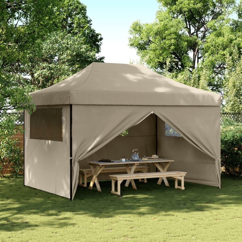 Tente de réception pliable taupe en tissu Oxford 4x3m pour jardin