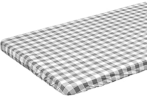 4ft Rectangle Elastic Fitted Tablecloth: Waterproof Spill-proof Plaid Table Cover