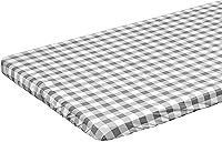 Vista 1 de Zhenrui Mantel rectangular elástico ajustable de 6 pies, impermeable, a prueba de derrames, de vinilo, estampado a cuadros grises con franela