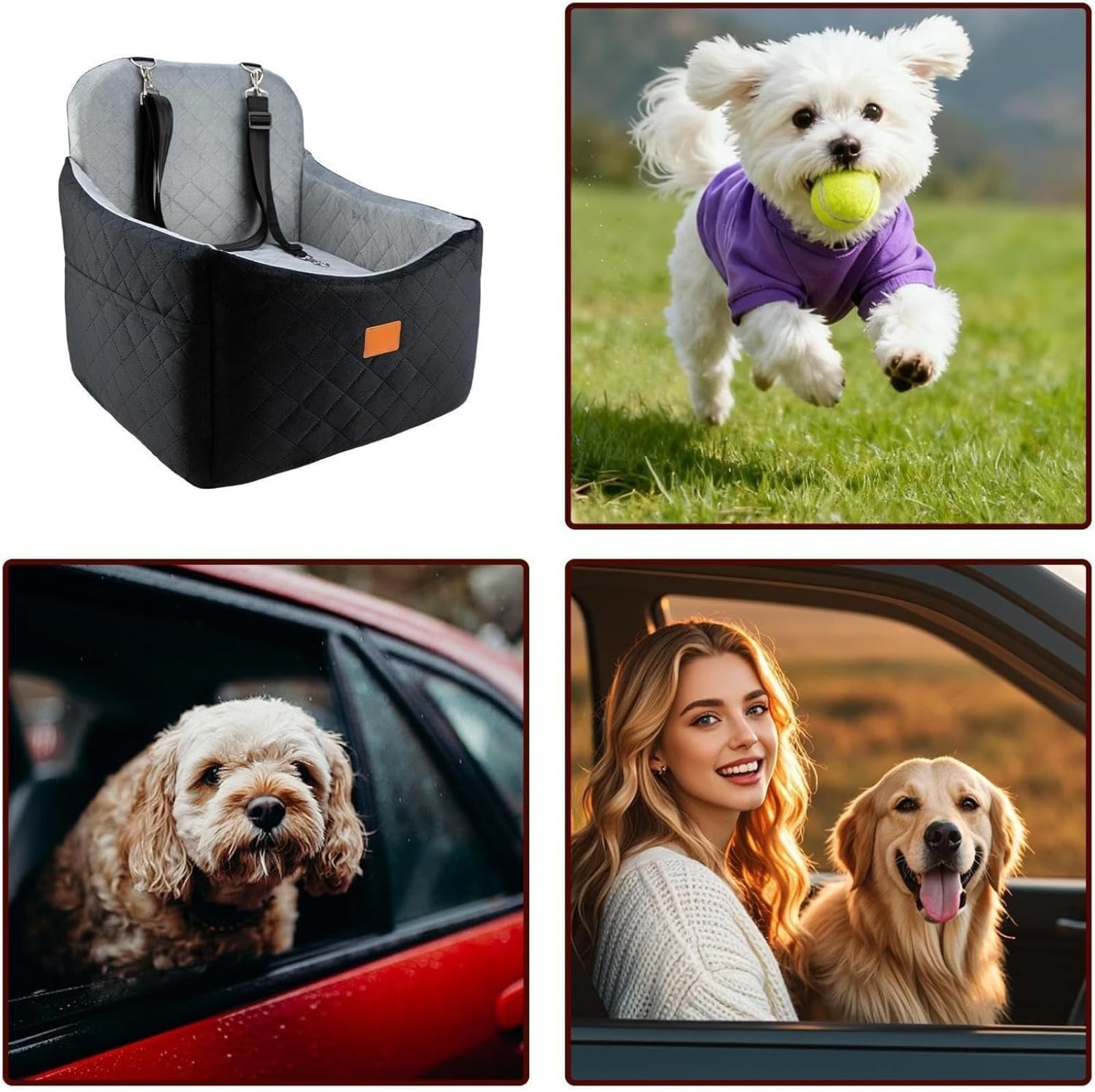 Cuscino per animali domestici in auto, seduta per cane anteriori per auto, cuscino fissabile per cani di piccole e medie taglie