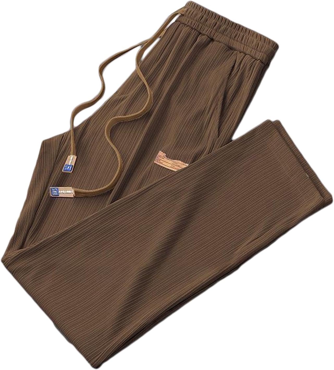 Mens Loose Fit Elastic Waist Casual Straight Leg Pants