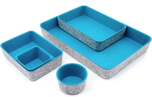 Miniatura 2 de WELAXY Bandejas organizadoras de cajones de escritorio de oficina, bandejas de almacenamiento de fieltro, bandejas de papel para documentos,