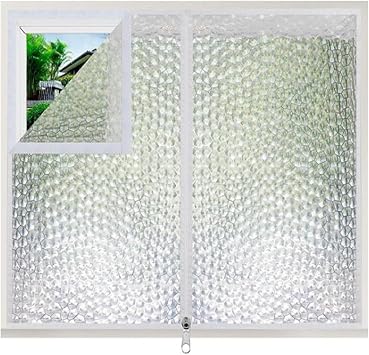Weatherproofing Window Insulation Kit,Thermal Insulated Window Curtain,Winter Warm Cold-Protective Windproof Curtain,Translucent Privacy Window Film,with Zip,Width x Height 43 x 63in